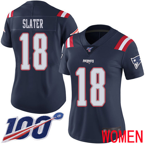 New England Patriots Football #18 100th Season Limited Navy Blue Women Matthew Slater NFL Jersey->women nfl jersey->Women Jersey